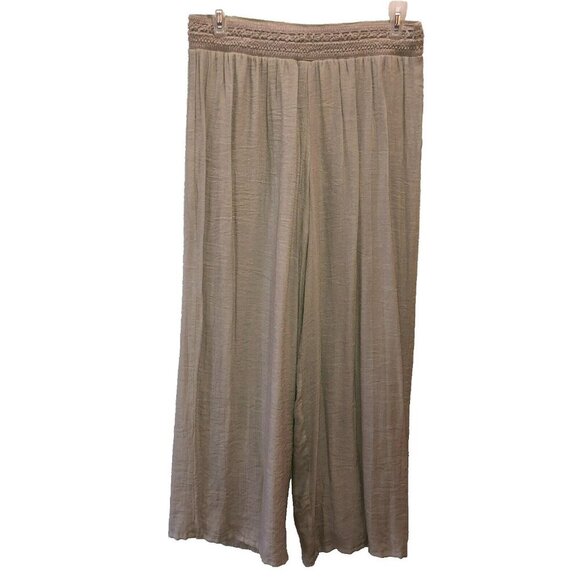 NWT New Directions Womens XL Sand Elastic Waist Wide Leg Lined Trousers Pants - Picture 2 of 9